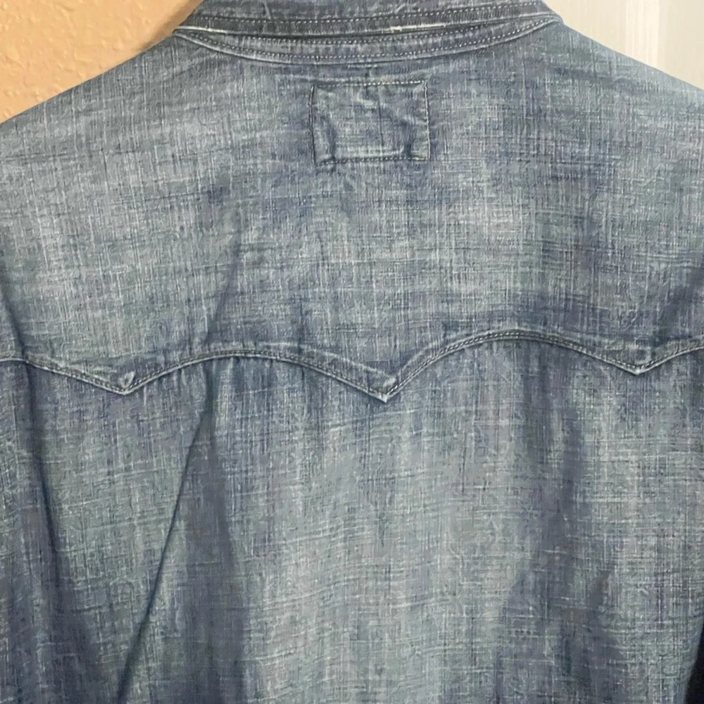 True Religion distressed denim shirt sz x large